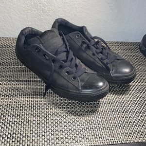 Black on black low top Converse